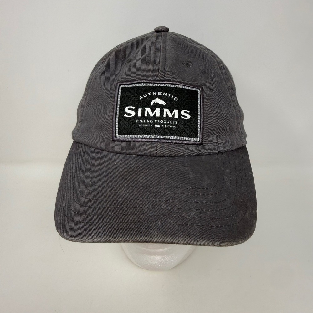 Simms Fishing Products Gray Washed Cotton Snapback Dad Hat OSFM Bozeman Montana